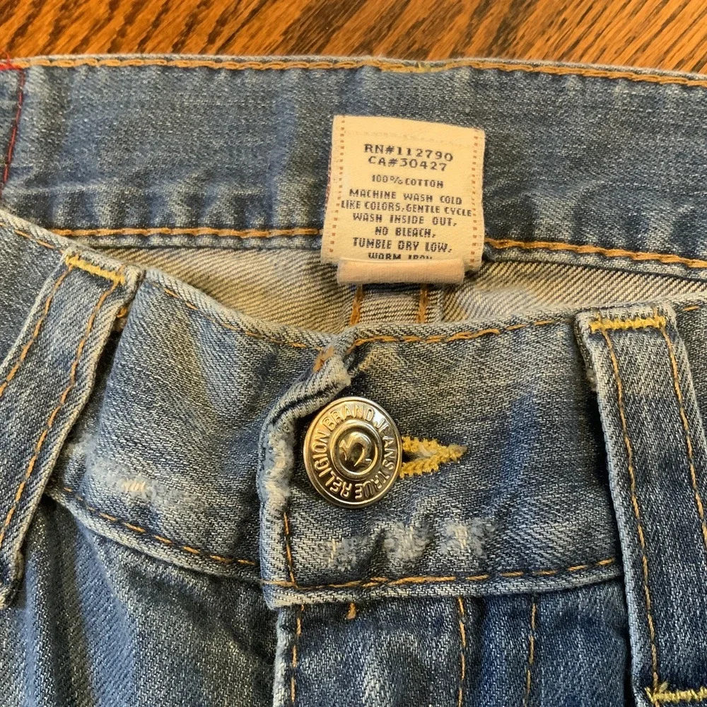 Vintage True Religion Jeans 34x33‎ Made in USA Medium Wash Denim Flared Fit 90s